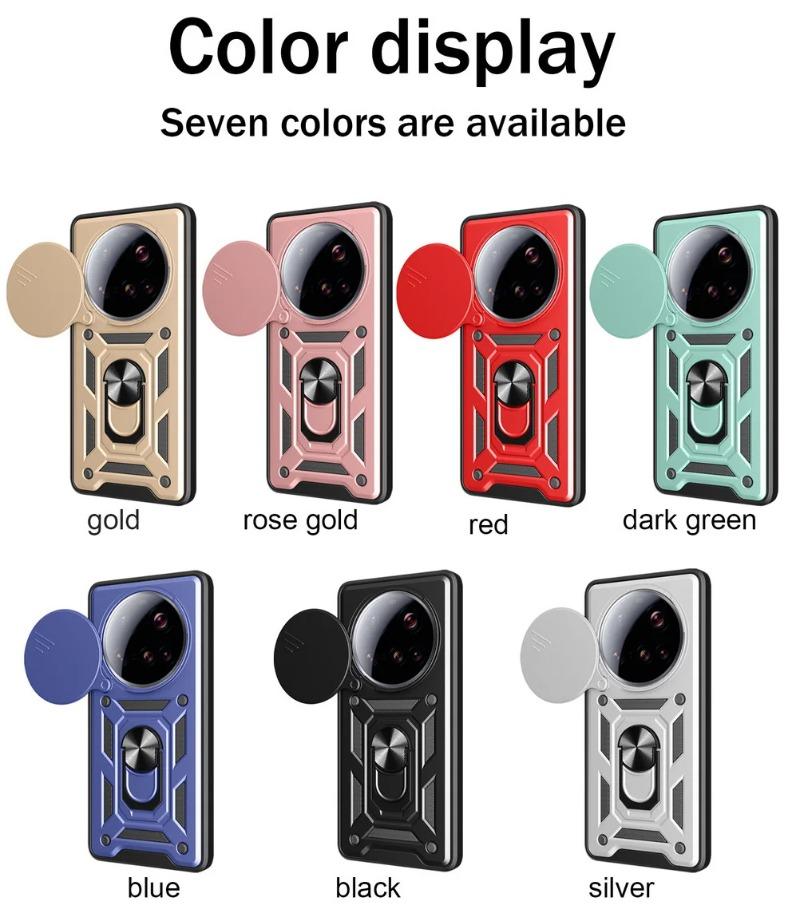 Shockproof Armor Case for Xiaomi 15 Ultra Cover Slide Lens Protection Magnetic Ring Stand Holder Phone Cover for Xiaomi 14 Ultra