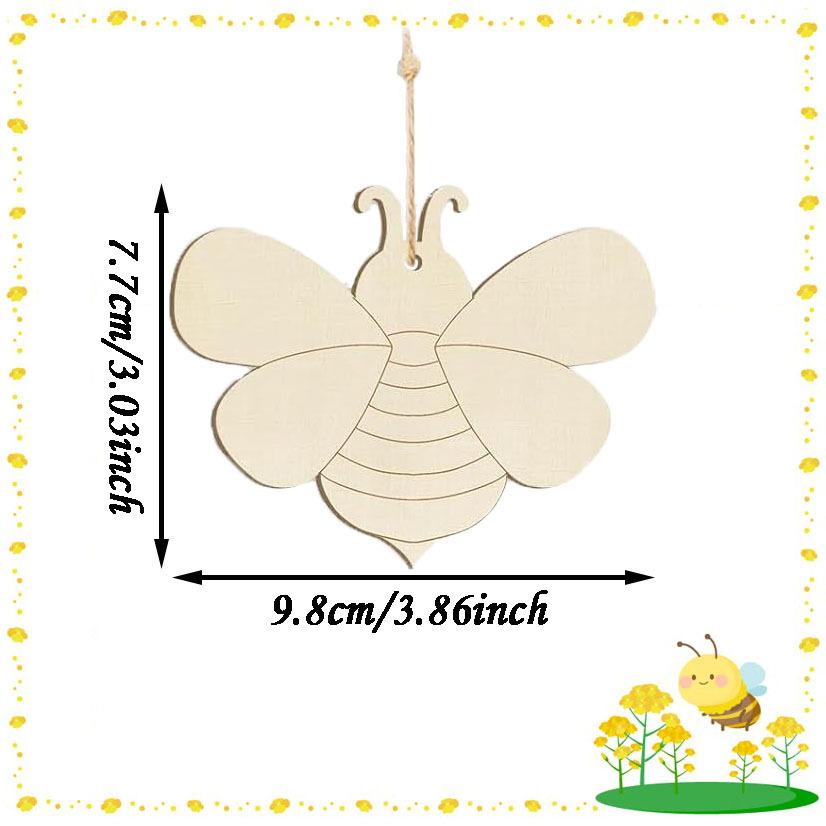 10pcs Bee-Shaped Wooden Cutouts - 2D Flat Wall Art & Craft Supplies for DIY Painting,Decorations for Holidays, Weddings, Parties