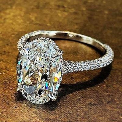 New Silver Color Delicate Oval Cubic Zircon Stone Women Bridal Ring for Wedding Engage Party Best Gift for Wife Classic Rings