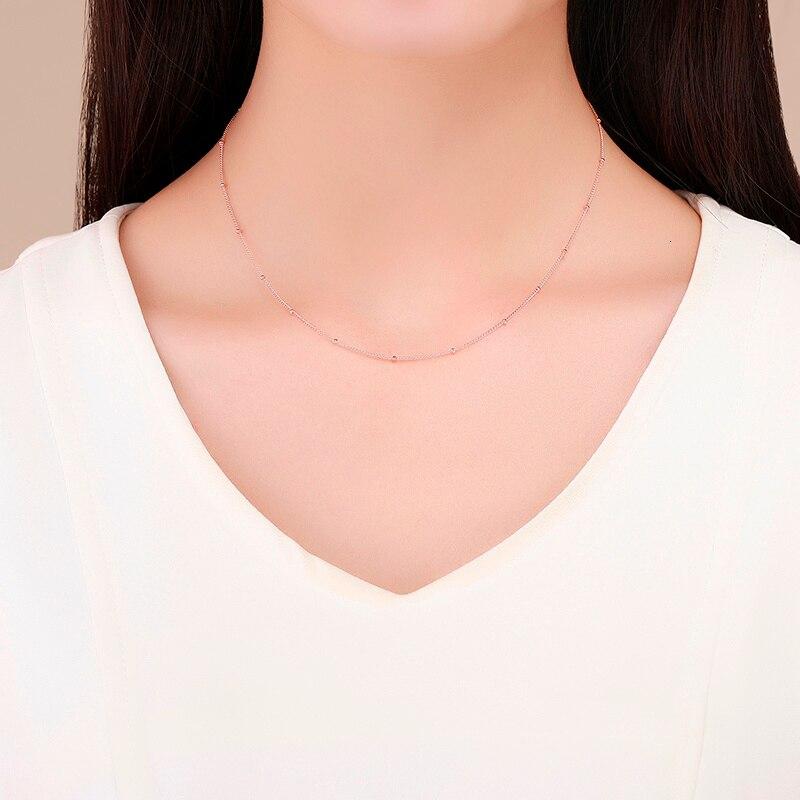 14 pol. -35 pol. Fino 925 Prata Esterlina Cor Ouro Rosa Contas Curb Corrente Colar Mulheres Meninas Jóias Kolye Collares Collane Ketting