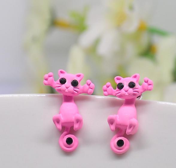 

Fashion Kitten Jewelry Cute Cat Stud Earrings Women s Jewelry Accessories Gifts рожевий