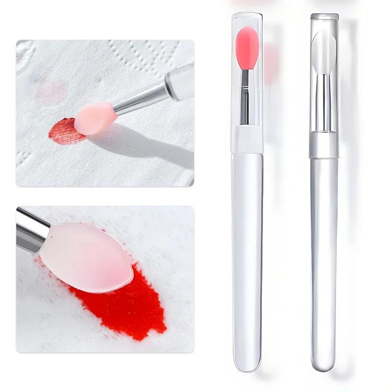 1PC With Cover Makeup Tool Silicone Multifunctional Lip Brush for Lipstick