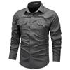 2025 Men's Pure Cotton Long-Sleeved Casual Shirt - Trendy Spring/Autumn Workwear Top