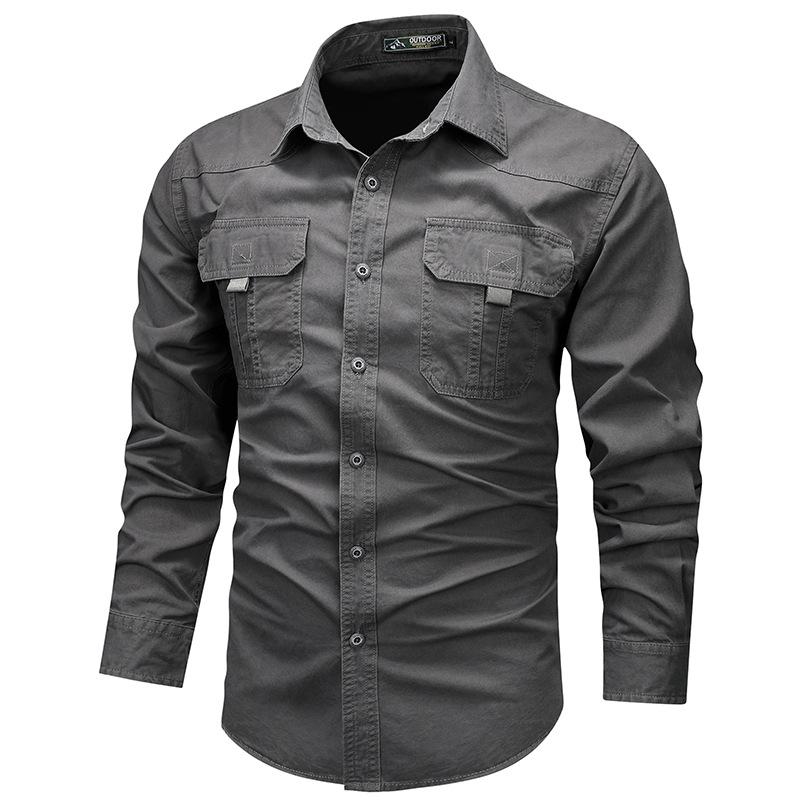 2025 Men's Pure Cotton Long-Sleeved Casual Shirt - Trendy Spring/Autumn Workwear Top