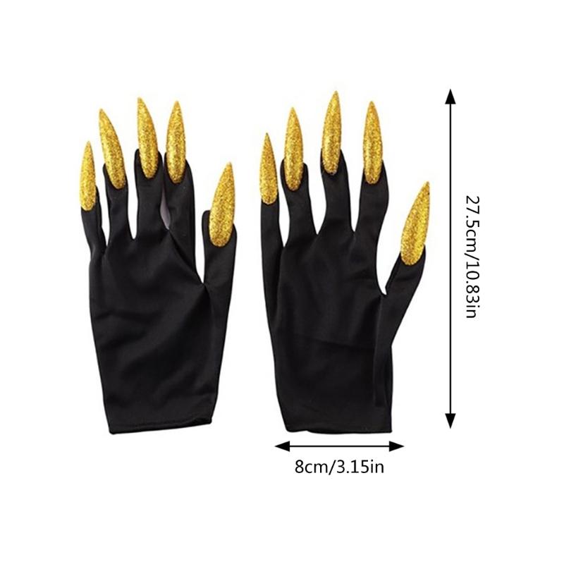 Scary Fingernails Claw Gloves with Shining Long Nails Party Decorations Props
