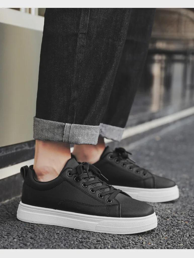 Men's Korean Fashionable White Harajuku Sneakers - Breathable, Large Size Casual Sports Shoes