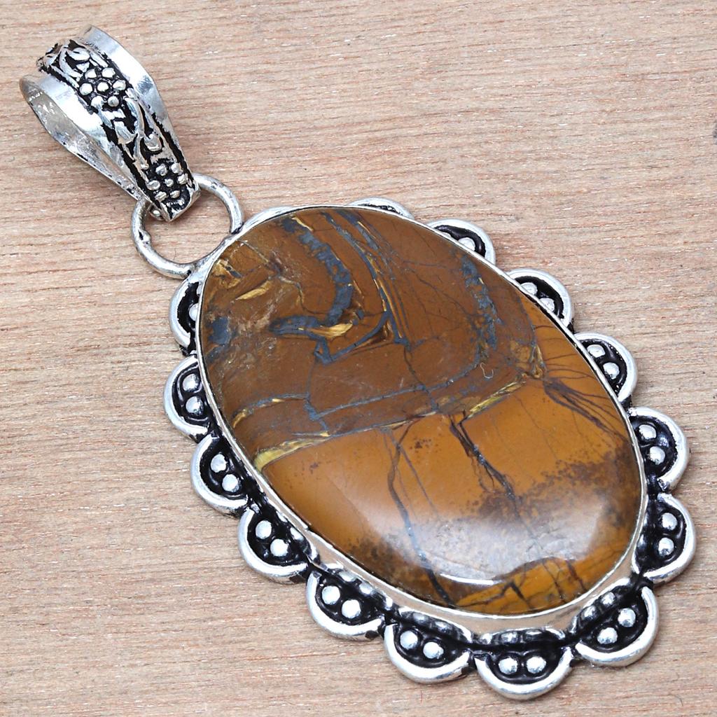 Pendant Multi Tiger Gemstone Handmade Gift For Her Ethnic Silver Jewelry 2"