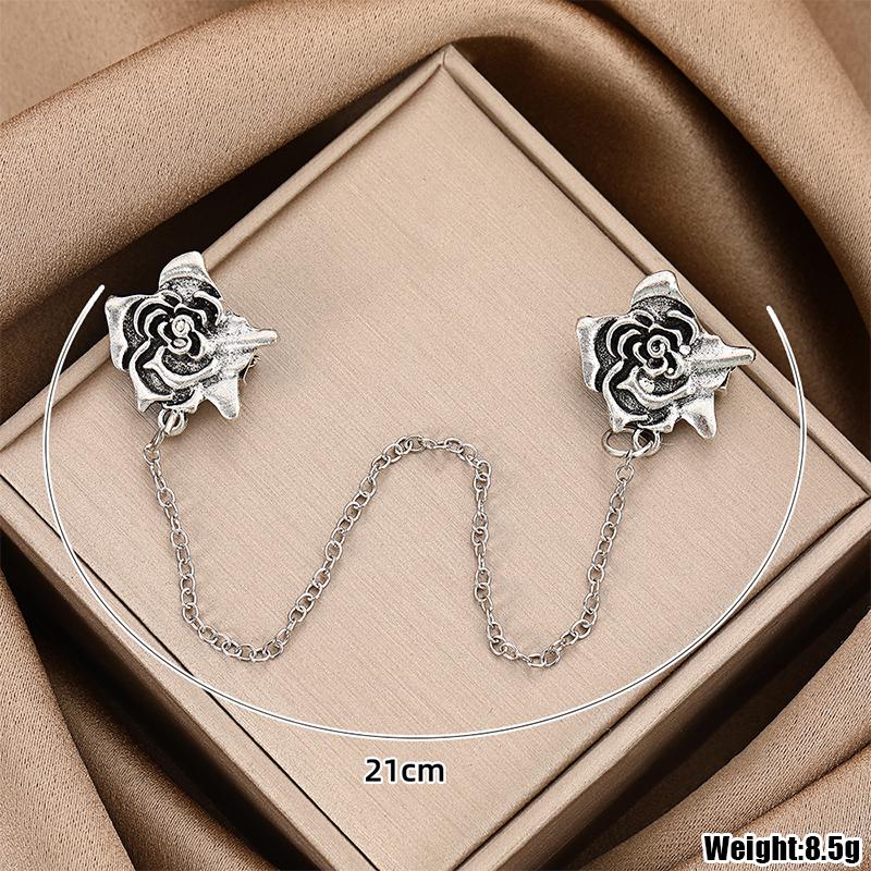Retro Sweater Shawl Clip With Rhinestone Studded Alloy Scarf Buckle Anti Exposure Buckle Collar Scarf Cardigan Connecting Buckle