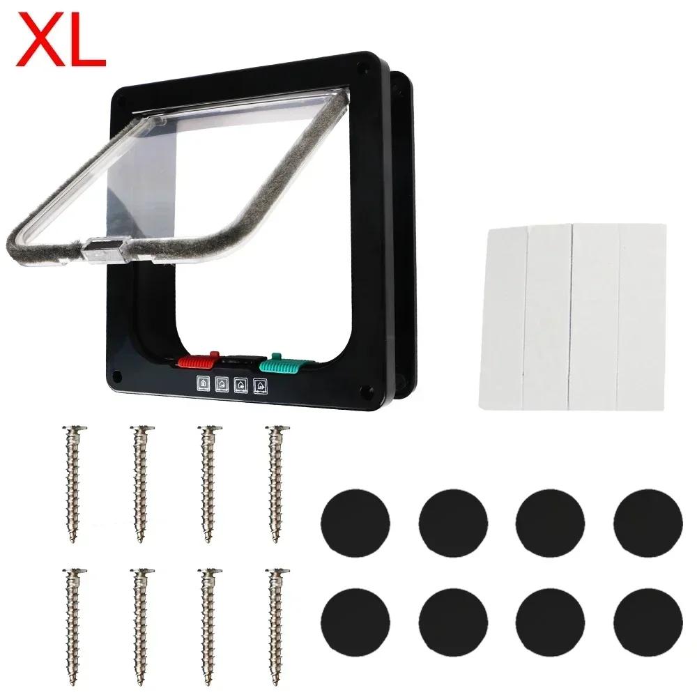 4-Way Lock Pet Flap Door - Secure ABS Plastic Entry for Cats, Dogs, Puppies & Kittens - Durable Small Animal Safety Gate