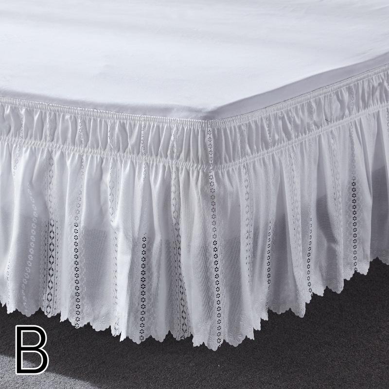 Elegant Lace Bed Skirt Embroidery Ruffles Lace Bed Skirt With Adjustable Belts Bed Cover Mattress Protector (No Pillowcase)