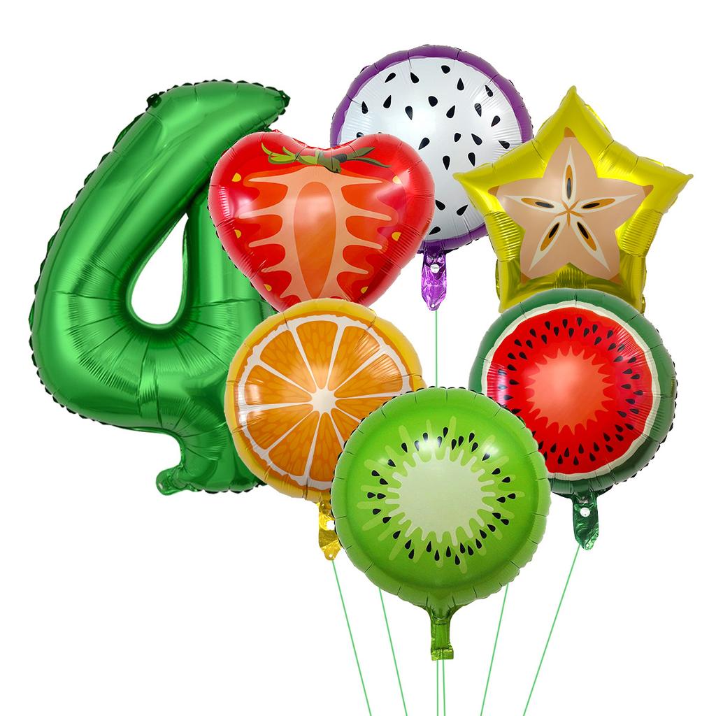 32-Inch Digital Summer Fruit Party Watermelon Strawberry Balloon Set Children'S Birthday Decorations
