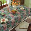 Baumwolle Leinen Grün Geometrie Tischdecke, Elegante Retro Rechteck Staubdichte Abdeckung Für Teetisch Hochzeitsfeier Esszimmer Dekor