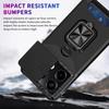 Case for Xiaomi Redmi Note 14 13 12 Pro Plus 13C 14C 4G 5G Slide Camera Card Holder Slot Wallet Protective With Ring Stand Cover