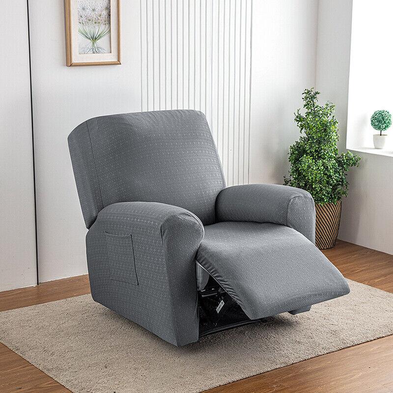 1seater Recliner Sofa Cover Ice Silk Jacquard Stretch Single Chair Covers Arm Sofa Slipcover Living Room Chair Protector