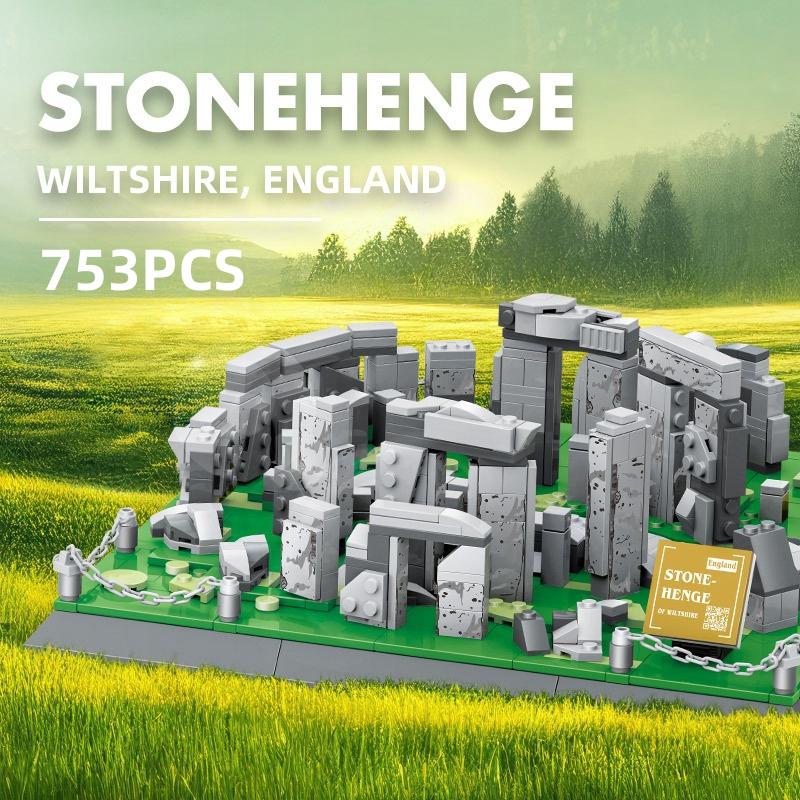 Wucifang Bags Unisex Kids 753Pcs Stonehenge England Building Blocks Educational Toy Bricks World Famous Architecture Gifts For Kids Christmas