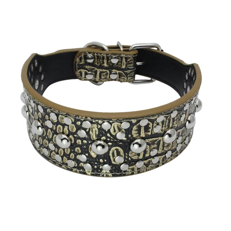 Adjustable Rhinestone Studded PU Leather Dog Collar for Small Medium Large Dogs Cats Anti-Bite Pet Neck Ring Pet Supplies