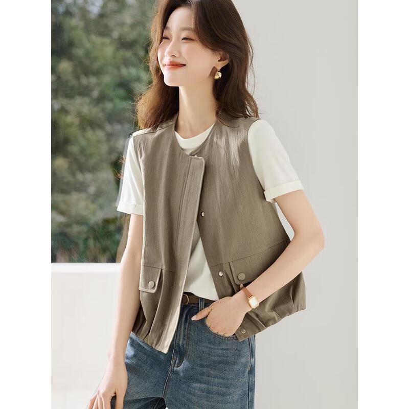 Women's Cotton Workwear Sleeveless Vest Jacket