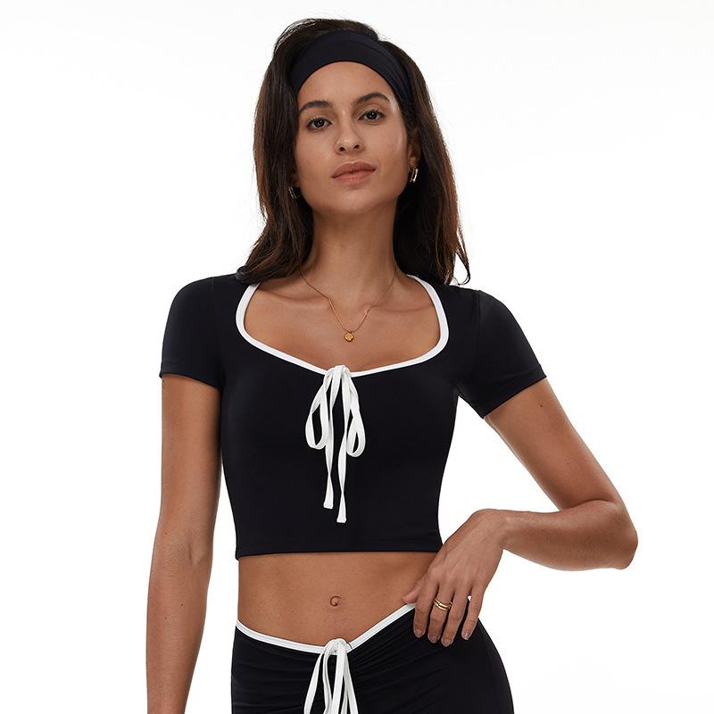 JYL Tight Backless Yoga Set Pleated High Waist Casual Summer M желе фасоль