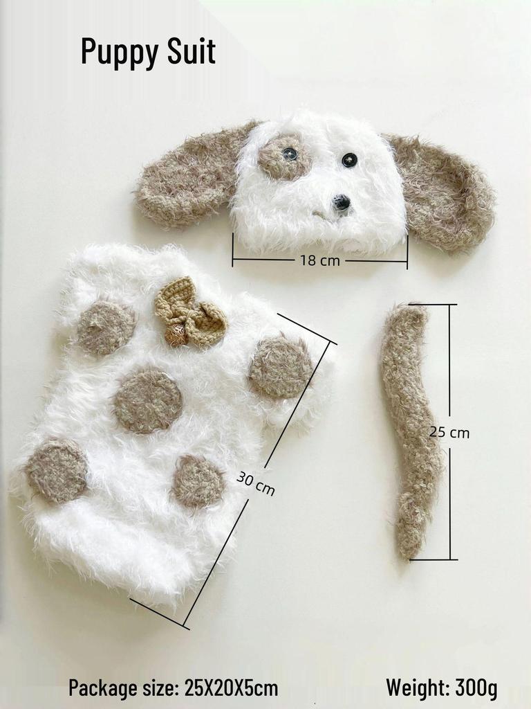 Handmade Crochet Puppy-Shaped Baby Photo Outfit