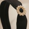 J.Lauren Black Fabric Gold Pearl Cubic Hairband H0750