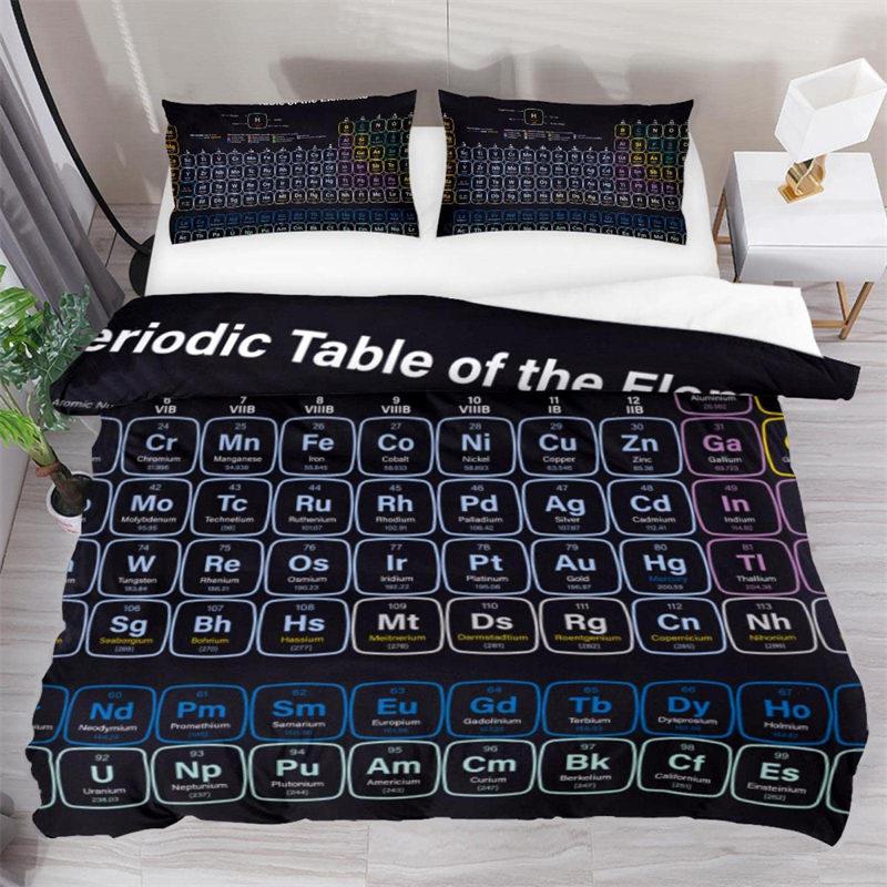 Periodic Table Of Elements Duvet Cover Science Bedding Set Microfiber Chemistry Lovers Learning Image For Kids Teens Adult Decor