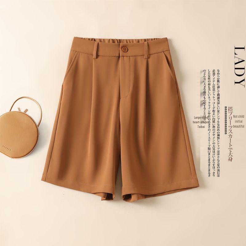 Women's High-Waisted A-Line Ice Silk Bermuda Shorts