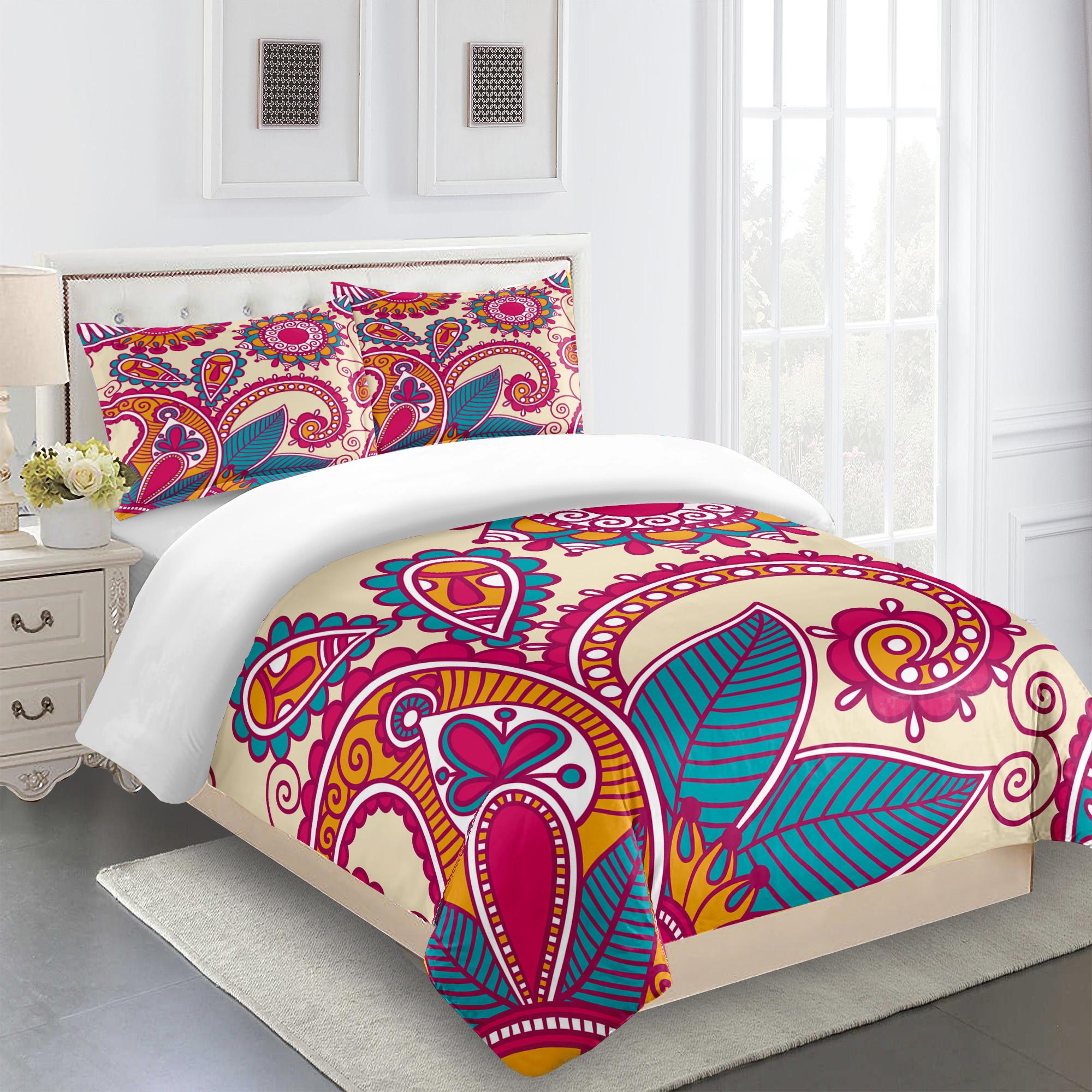 

Комплект постельного белья Розово-красный цветочный узор Пододеяльник Детский Взрослый Комплект для кровати Декор комнаты Пододеяльник на четыре сезона 1 шт. , с 1-2 наволочками 135*200CM&Sham