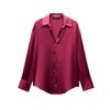 Spring New Women's Clothing Lapel Silk Satin Texture Classic Vertical Shirt 2074580 2074140