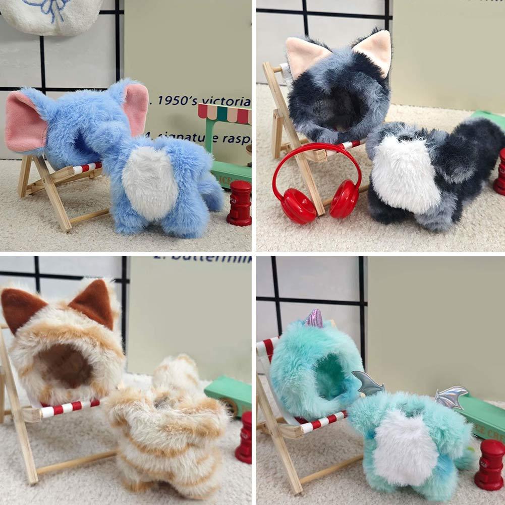 17cm Doll Clothes For Labubu Cute  Dinosaur Elephant Cat Plush Suit Jumpsuit Kawaii Headwear Doll Dress Up Game Decor For Gift