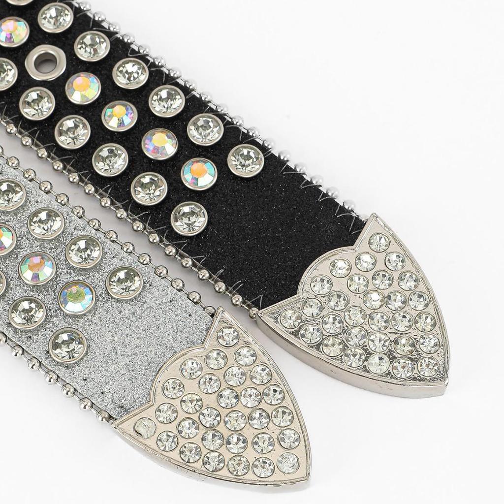 2025 Versatile Rhinestone Leather Belt with Sequin Decor for Men and Women