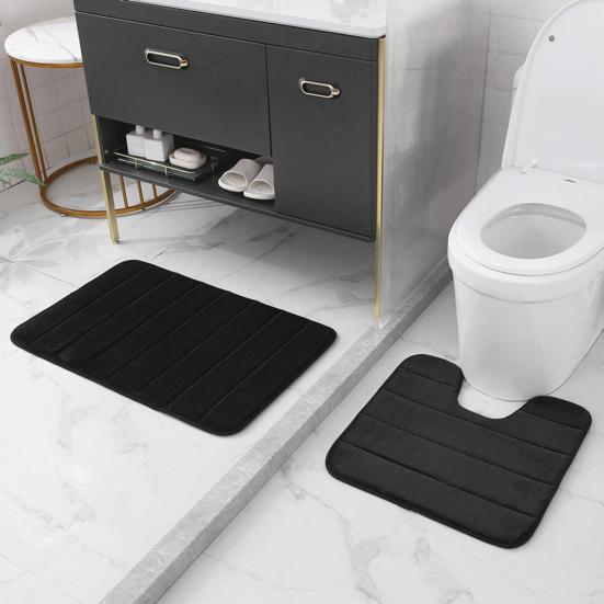 4Pcs/Set Sponge Bathroom Mat Water-Absorbent Bath Rug Non-Slip Machine Washable Floor Mat for Tub Shower Toilet