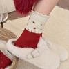 Wool Socks - Children's Autumn and Winter Red Thick and Warm Sleeping Socks, New Year Floor Stockings