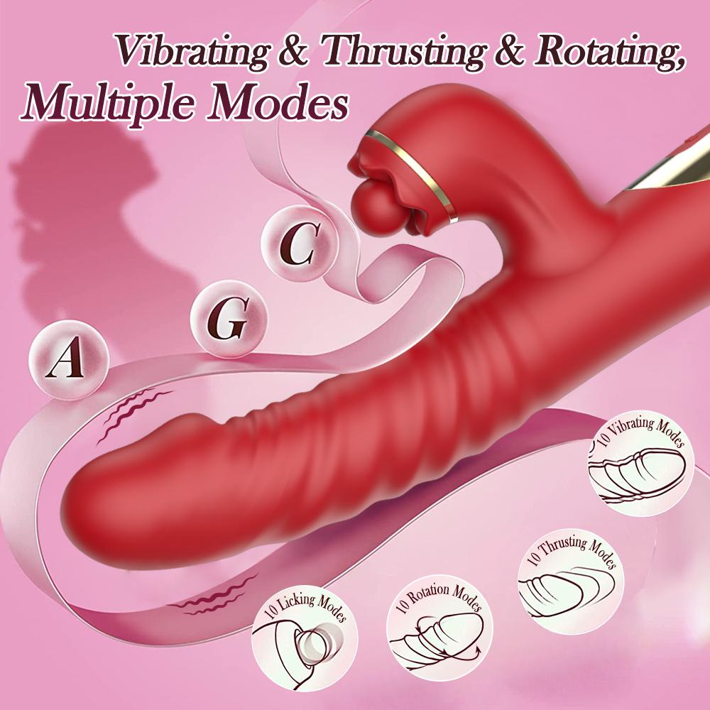 Powerful Thrusting Vibrator Female Clitoris Sucker Vacuum Stimulator Tongue Licking Dildo Adult Supplies Vibro Sex Toy for Women