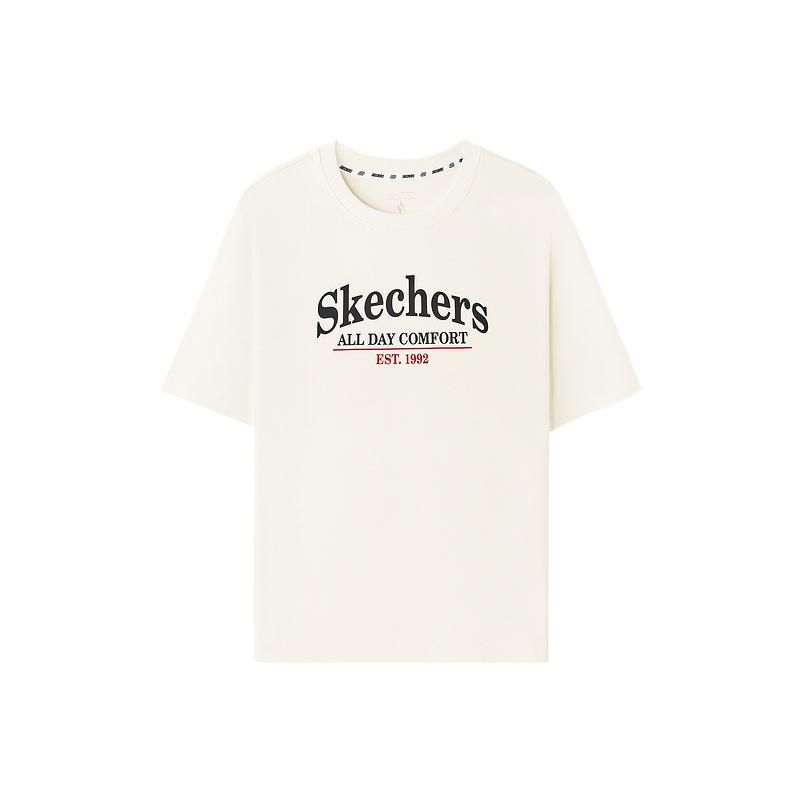 Skechers Solid Color Round Neck Short Sleeve T-Shirt Unisex tops L226U077-0074 S