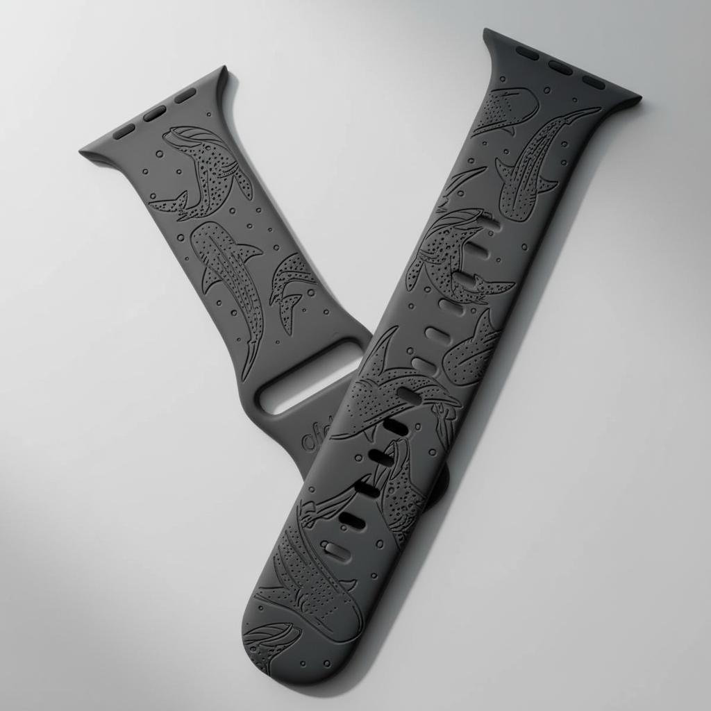 Whale Silicone Strap For Apple Watch Bands 44mm 40mm 45mm 49mm 41mm 42mm 46mm Engraved Bracelet Series 11 10 9 8 7 6 SE Ultra2 3