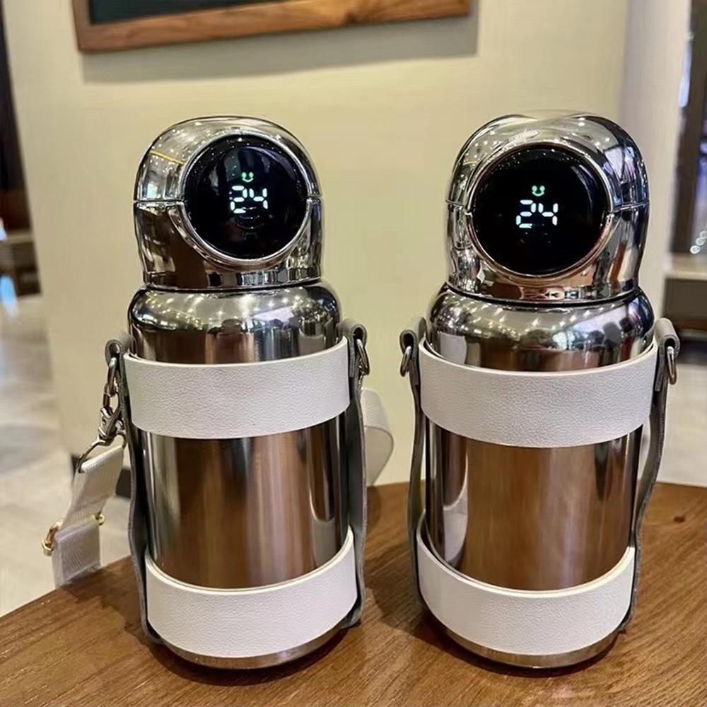 Girls Smart Thermos Bottle LED Temperature Display 316 Stainless Steel Vacuum Insulated Straw Water Bottle with Straps