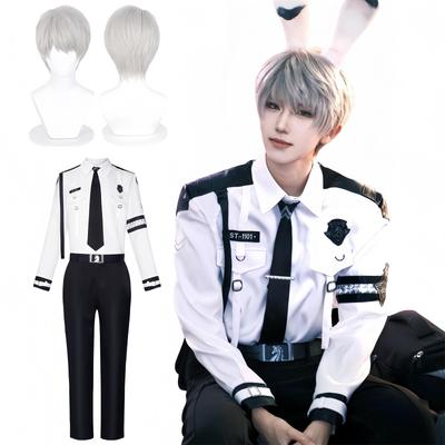 Seiya Cosplay Costume from Koi To Evol Special Police Officer Uniform Popular Game Costume Day [NOKIJP] Miku, Protagonist, Set, (White Patrol, XXL)