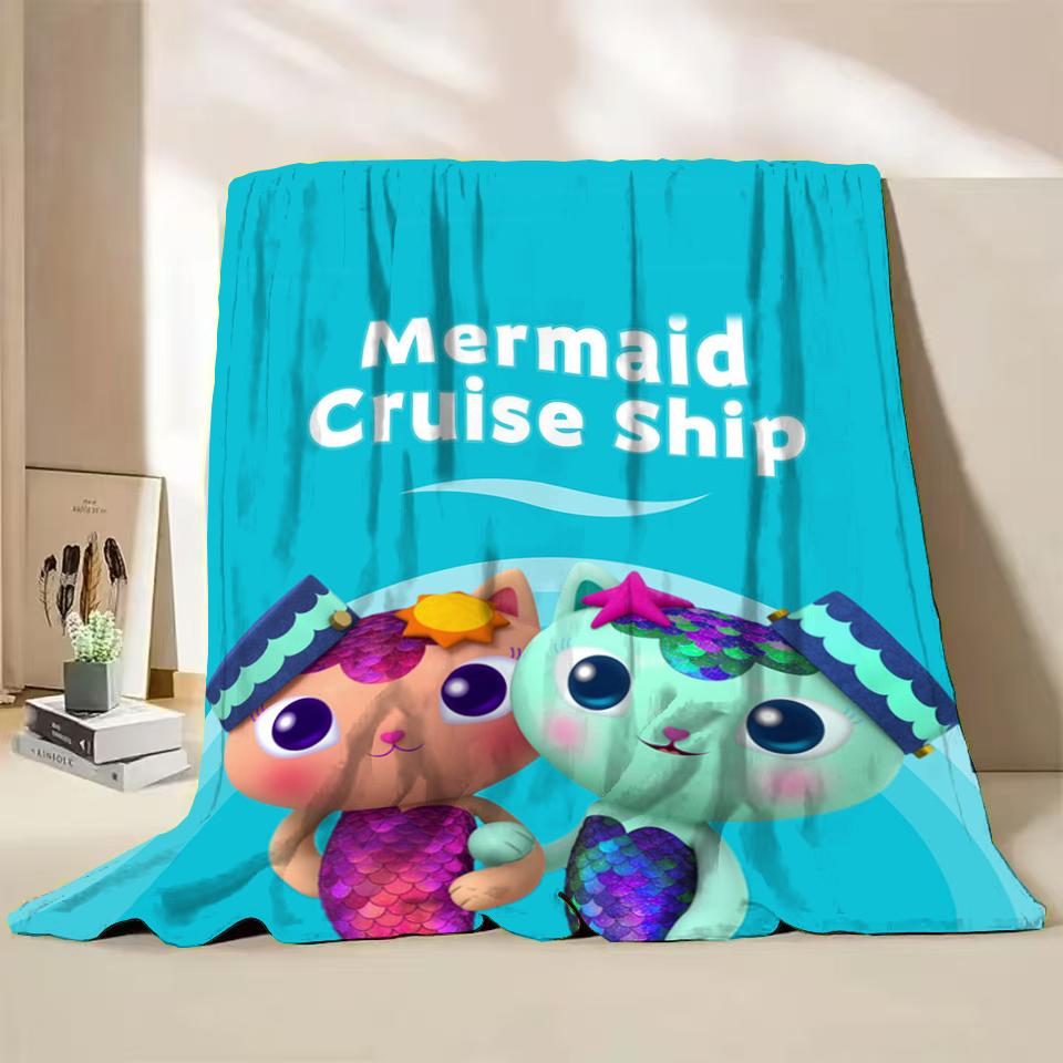 Gabbys Dollhouse Flannel Fluffy Fleece Blanket for Home Bedroom Bed Sofa Office Children Cover Adult Soft Blanket Kids Cute Gift