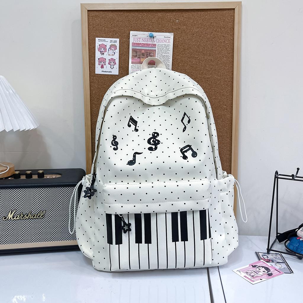 Piano Keyboard Print Messenger Bag With Musical Note Decor Versatile Crossbody Backpack Students Lightweight Durable Zipper Bag