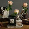 Halloween Decoration Skull Pen Makeup Brush Holder Creative Skeleton Toothbrush Flower Vase Home Office Desk Storage Box Ornamen