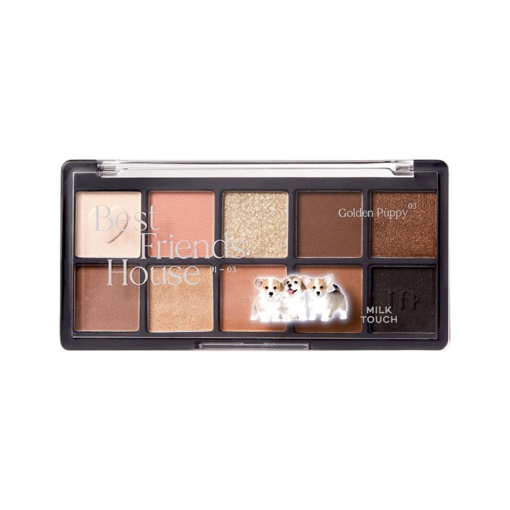 Milk Touch Best Friends House Eye Palette 03 Golden Puppy Matte Shimmer Glitter Eyeshadow 9.8g