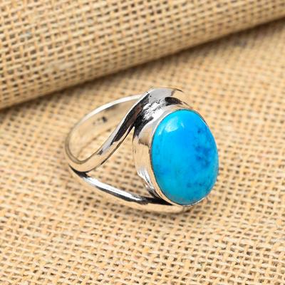 Sleeping Beauty Turquoise Gemstone Handmade 925 Sterling Silver Jewelry Lovely Ring For Her