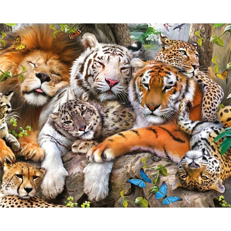 DIY Tiger 5D Diamond Painting Full Square Drill Resin Mosaic Animal Diamond Embroidery Cross Stitch Handmade Wall Art Gift