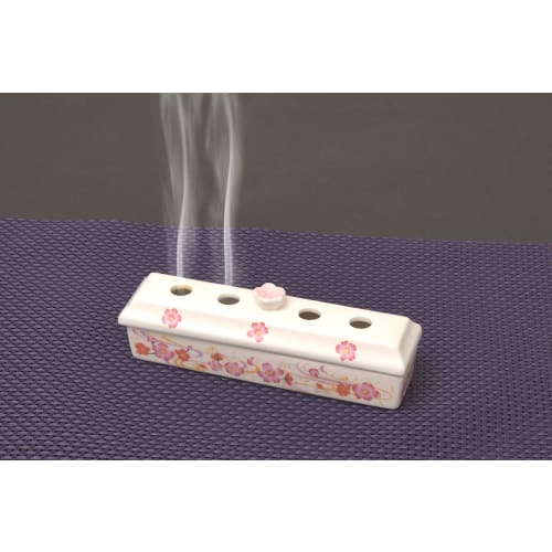 Seto Pottery Incense Case, Incense Holder, for Incense Sticks, Obon, Buddhist Altar, Memorial Service, Seto Ware, Incense Burner Plate, Cherry Blossom