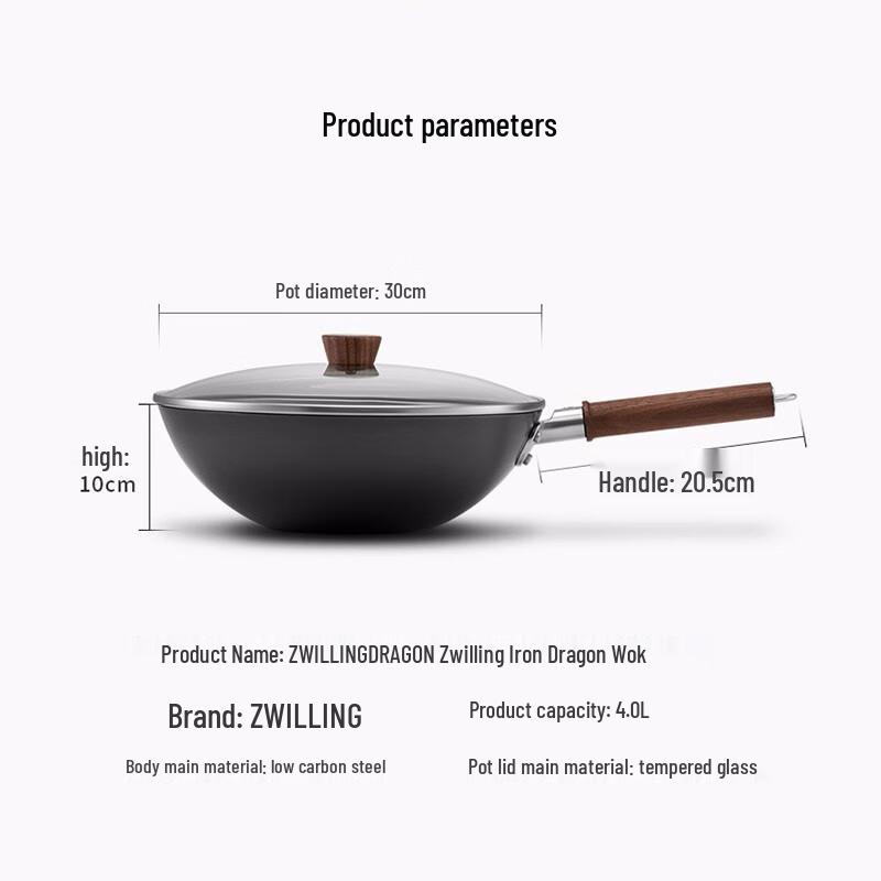 ZWILLING Chinese Dragon Cast Iron Wok with Lid