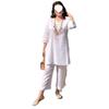 Southeast Asian Ethnic Mid-Sleeve Solid Color Sports Suit - Large Size Two-Piece Casual Set