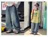 Barnbyxor i mjuk denim, lösa bananbyxor - 2026 Koreansk stil, avslappnade, vida ben för medelstora och stora pojkar