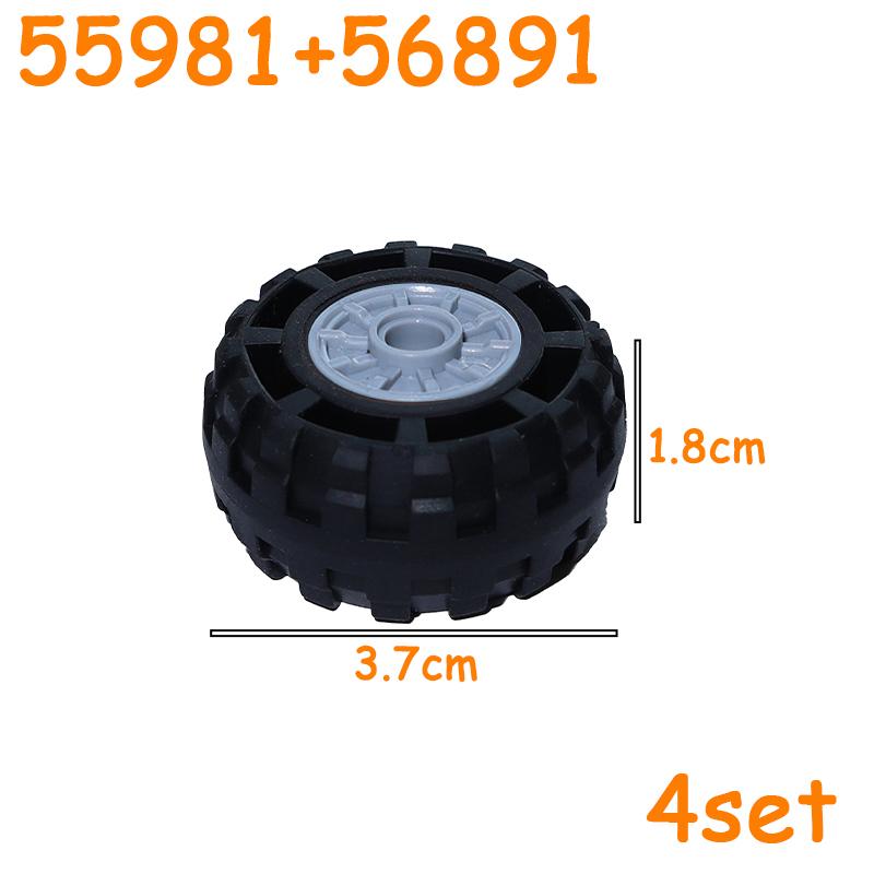 Technical Tire Wheel Car Truck Wheels Hub Block Bricks MOC Motorcycle Tyre Rim Brick Playset 56145 44309 86652 32019 15038 23798