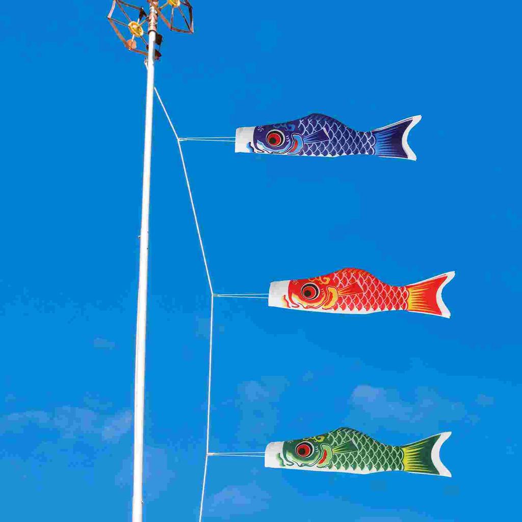 5 Pcs Decoration Carp Streamer Flag Poles Japanese Windsock Swordfish Koinobori