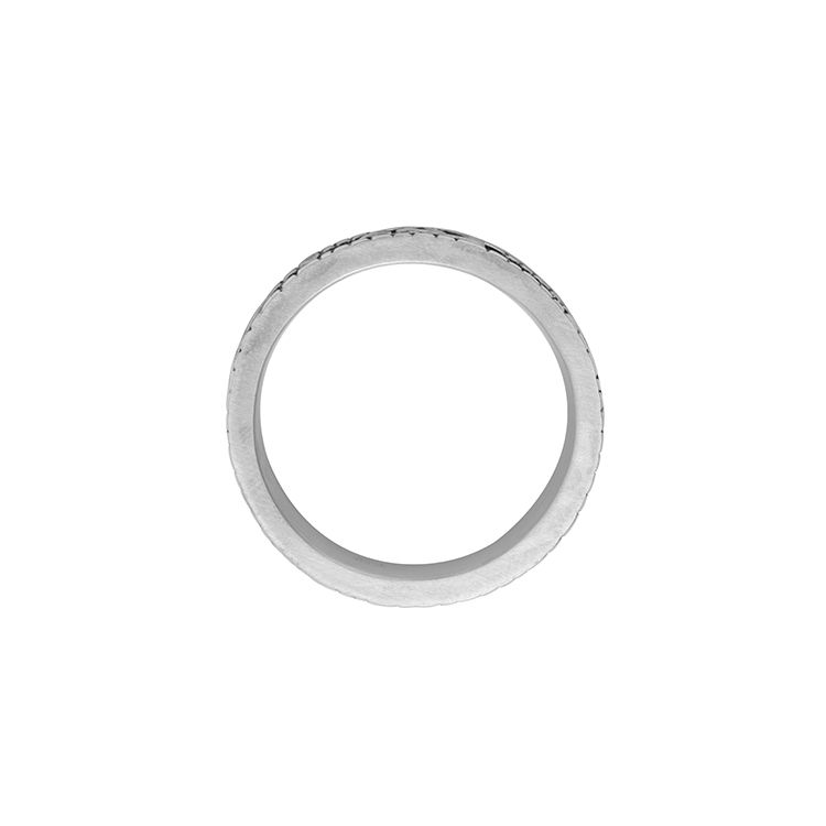 Gucci GG Marmont 3D Double G And Stripe Pattern Vintage Distressed Matte 925 Silver Ring Unisex rings Black 551899-J8400-0811